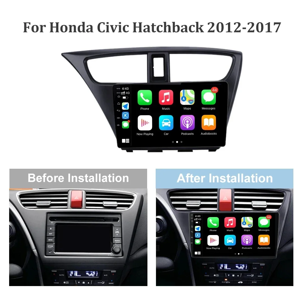 For European Left Rudder Honda Civic Hatchback 2012-2017 Car Radio Wireless Android Multimedia Navigation CarPlay 4G GPS Screen