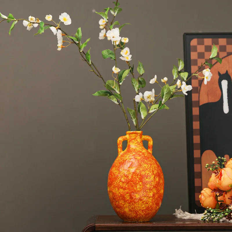 Nuevo Jarrón de Cerámica Chino para Hotel, Adorno Floral, Maceta Retro de Cerámica, Decoración, Grandes Objetos Decorativos para el Hogar, Macetas para Plantas