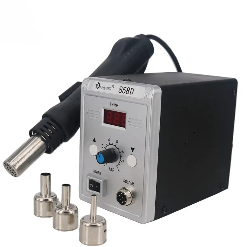 858D Rotary Wind Heat Gun Digital Display Constant Temperature Lead-Free Desoldering Station for Phone Repair