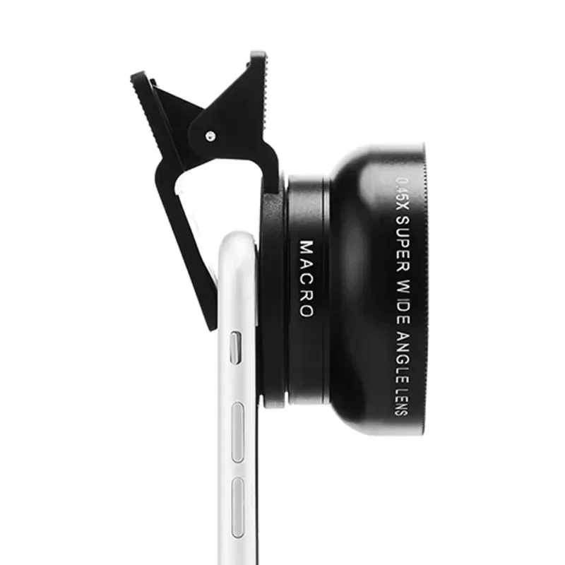 Mobile Phone Lens 2-in-1 Function, 0.45X Wide-angle Lens and 12.5X Macro HD Camera Lens, Universal, for Smartphone Portable