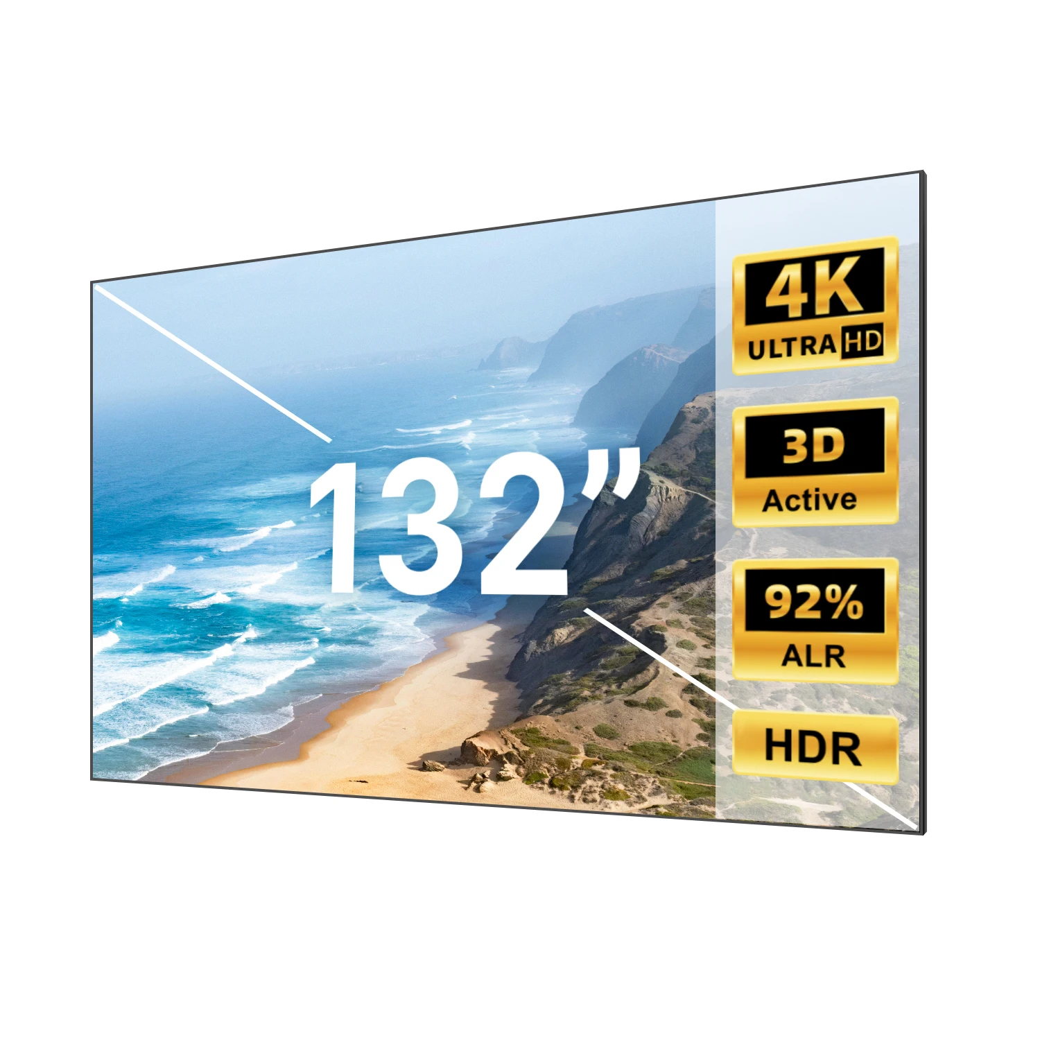 NP 132 Zoll hochpräzise 4K UST ALR Projektorleinwand mit schwarzem Raster, nahtlose linsenförmige Theater-große Projektorleinwand