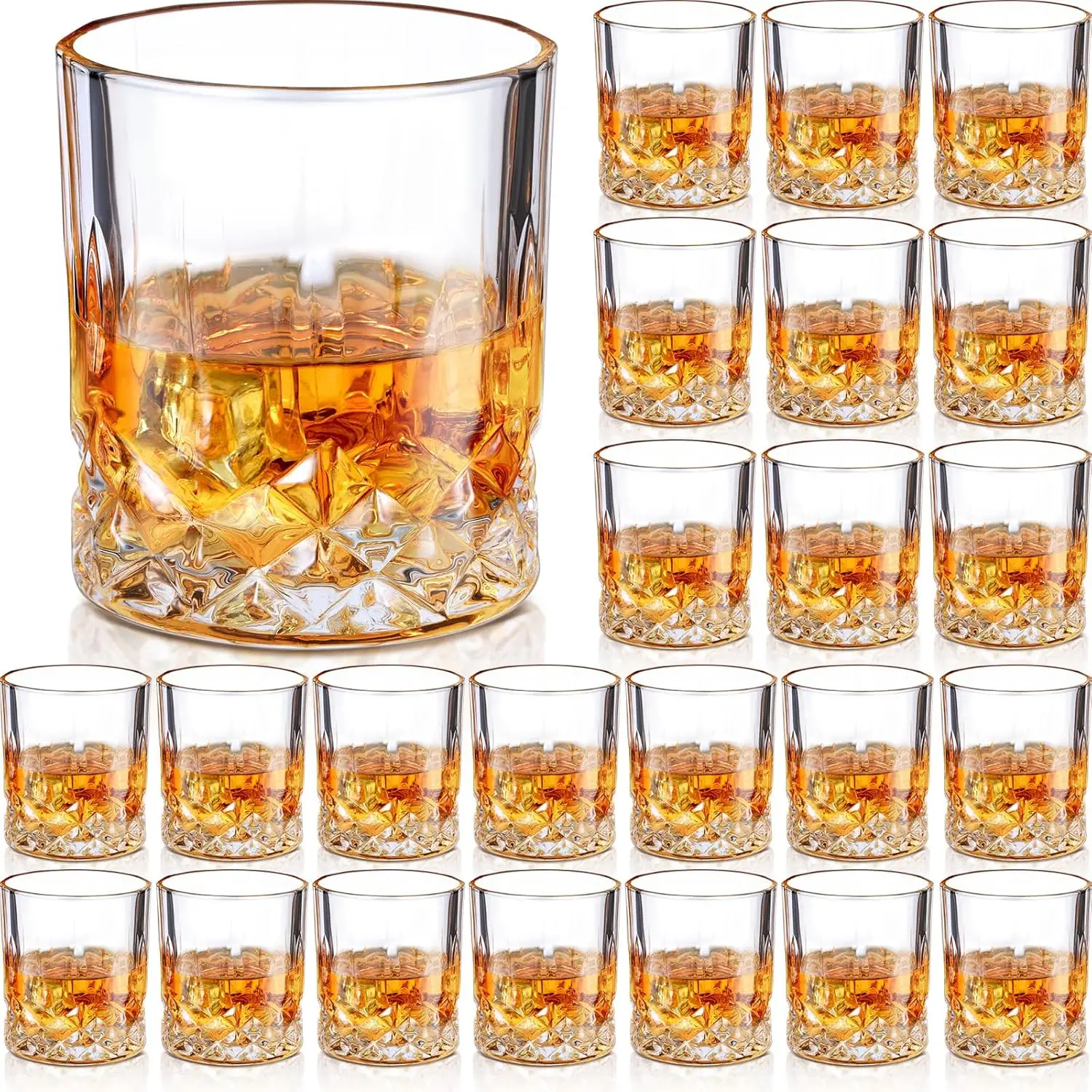 24 Pack Old Fashioned Whiskey Glasses Bulk 10 oz Bourbon Glass Cocktail Glasses Rocks Glasses for Whiskey Bourbon Liquor