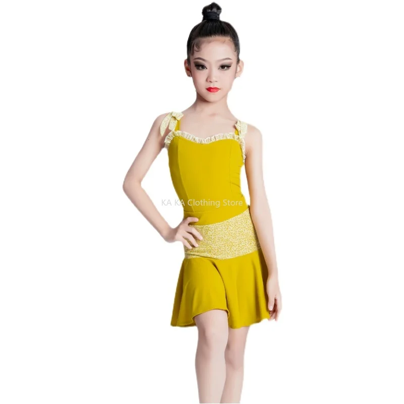 Rumba Samba Latin Dance Costume Girls Dance Clothes Kids Training Competition Salsa Tango Dance Dress Child Ballroom Dresses