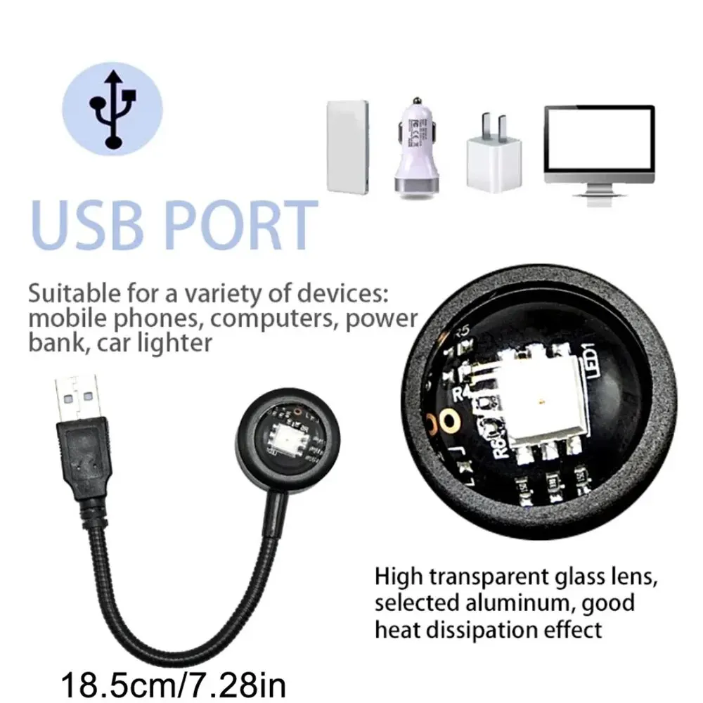 Luz de puesta de sol USB para teléfono móvil, luz LED para autofotografía, proyector de luz nocturna de neón arcoíris, luz de ambiente de pared para fotografía