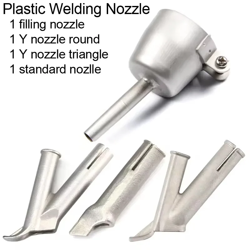 4Pcs Hot Air Welding Torch Fittings Welding Nozzle Stainless Steel Welding Nozzle Triangle Fixed Point Nozzle Round Nozzle