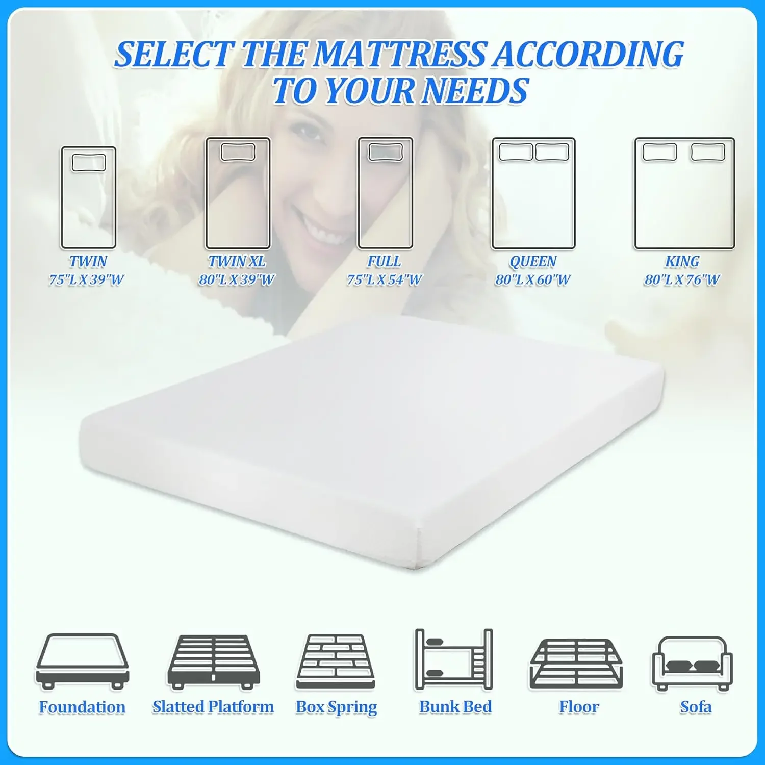 6/8/10/12/14 Inch Cooling-Gel Queen Mattress,Full Size Mattress,Mattress with Memory Foam