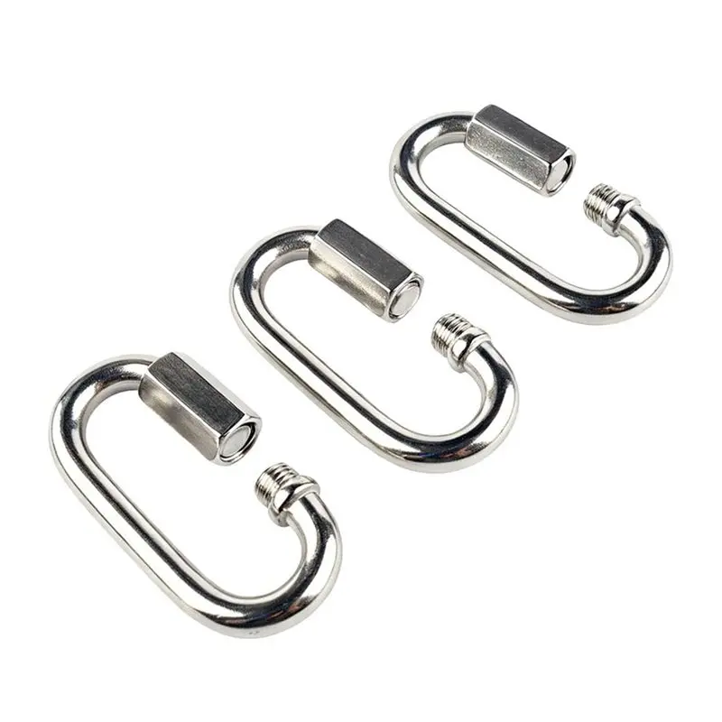 A02F-M8 304 Stainless Steel Chain Quick Links- 6-Pack 3 Inch Stainless Steel Connectors