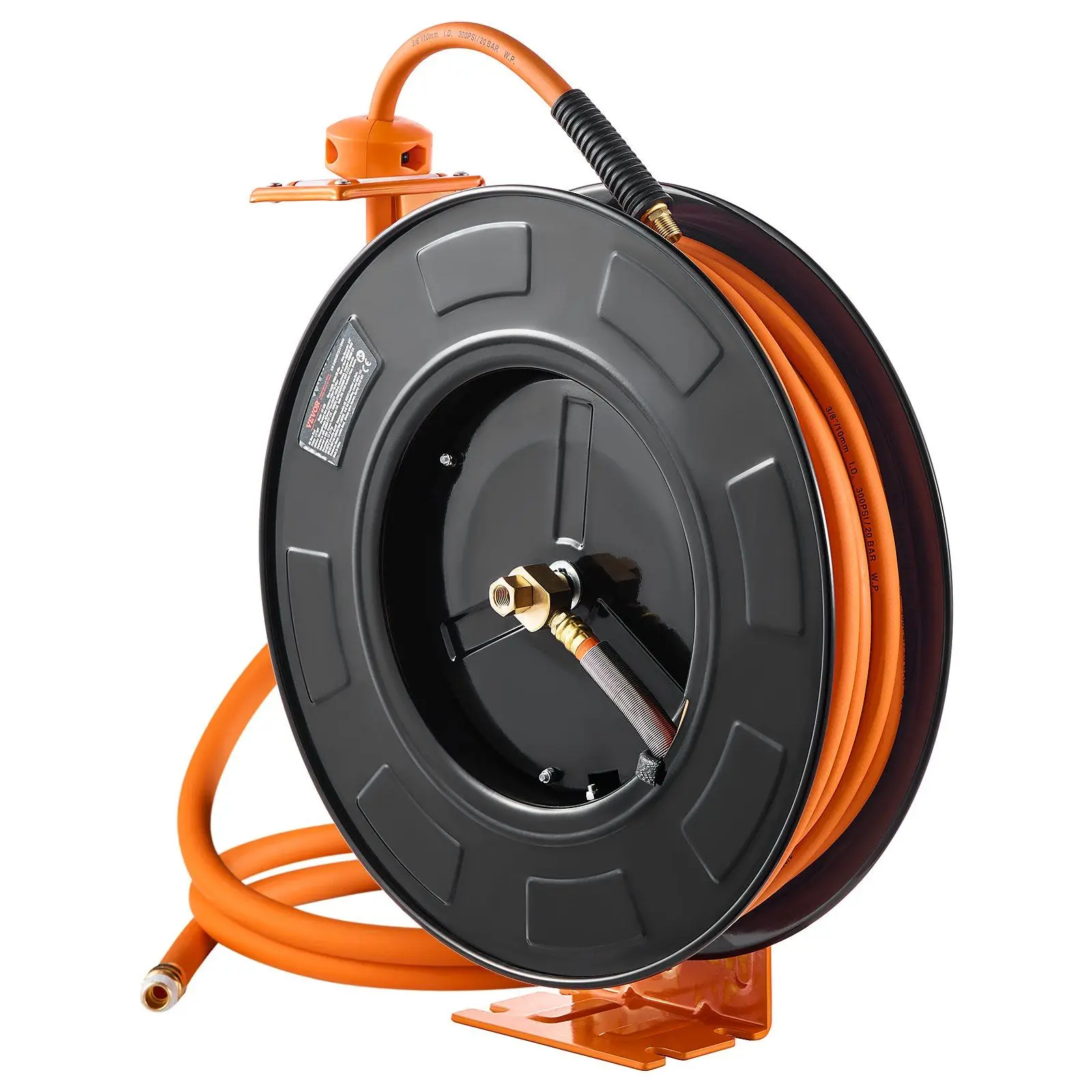 

Retractable Air Hose Reel 3/8x100FT 300PSI Rubber Hose Auto-Rewind Wall Mount Heavy Duty Steel
