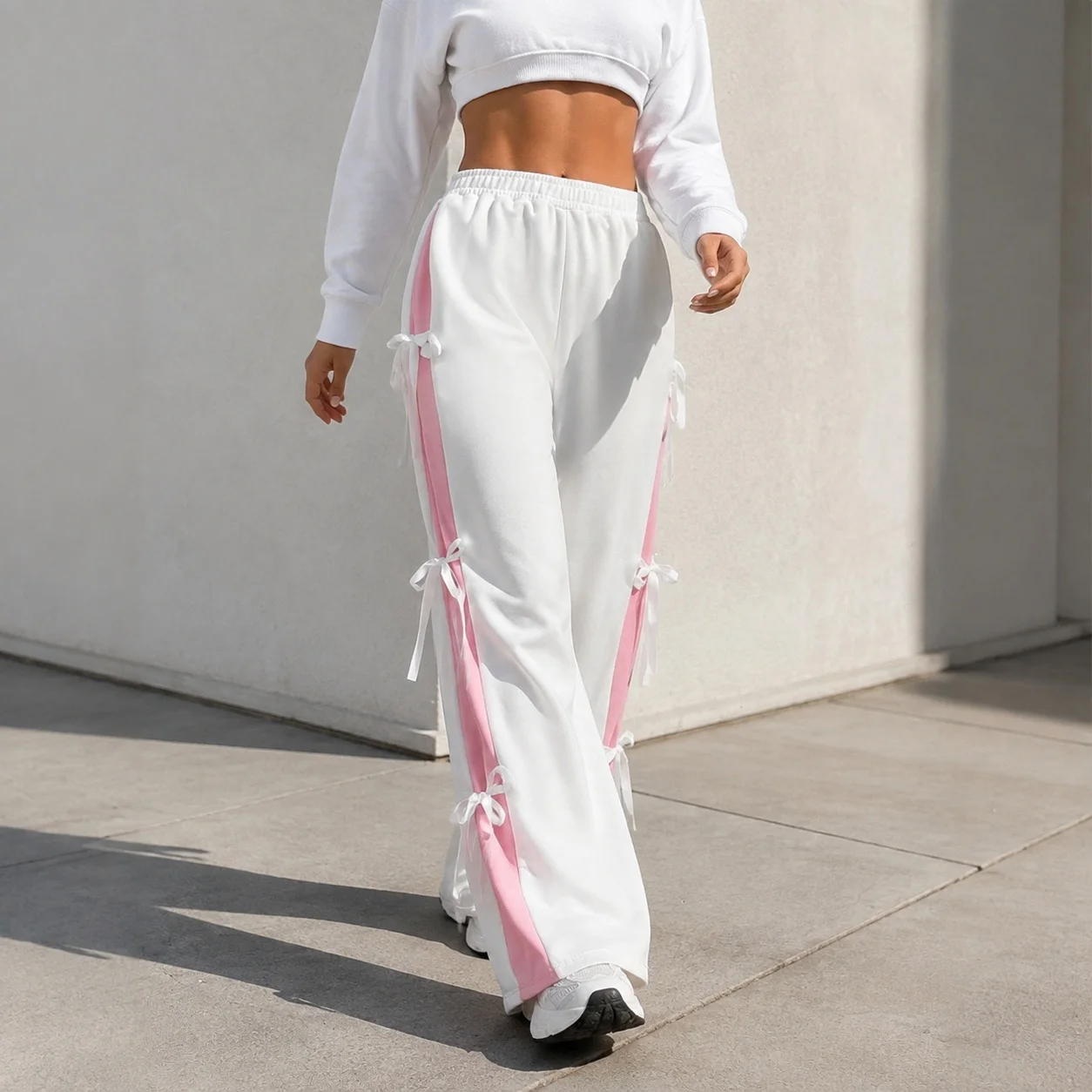 Casual Straight Leg Pants with Japanese Korean Casual Loose Fit Mid Rise Full Length No Stretch Regular Thickness Women Pants