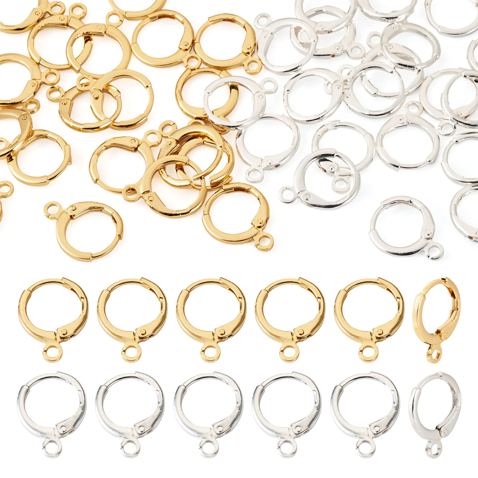 

40Pcs 2 Colors Metal Leverback Earring Findings with Horizontal Loops Golden & Silver for Making DIY Earring Eardrop Supplies