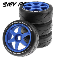 4pcs 105mm Rubber Tire Plastic Wheel With 17mm Adapter For 1/8 On Road Rally RV RC Car HSP ZD Racing HPI WLtoys ARRMA