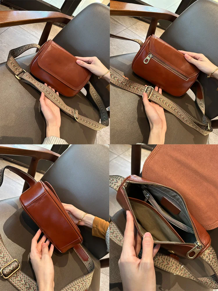 Genuine Leather Women\'s Bag 2023 New Fashion Trend Elegant Ladies Bag Versatile High-grade Single Shoulder Messenger Small Bag