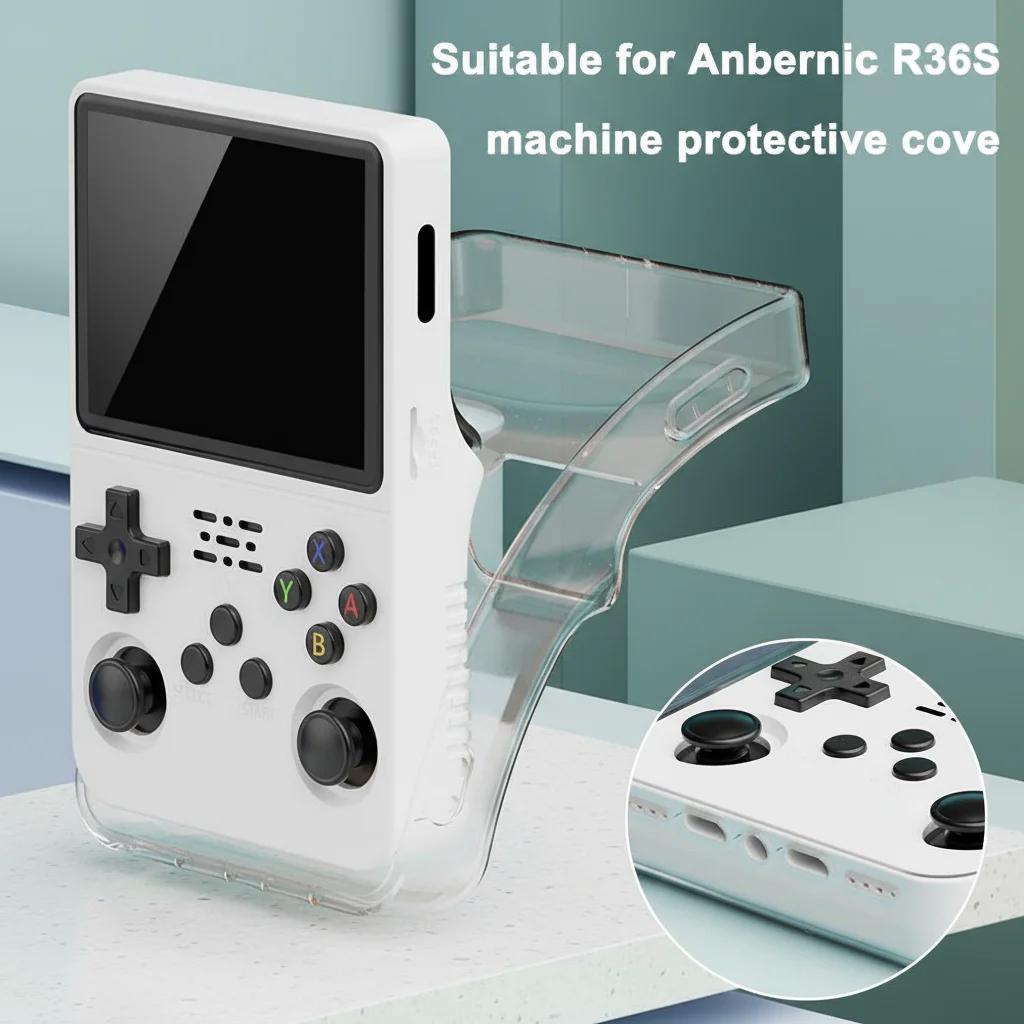 2025New for r36s Protective Case Transparent Handheld Game Console Protective Cover Integrated TPU Soft Shell for r36s Shell