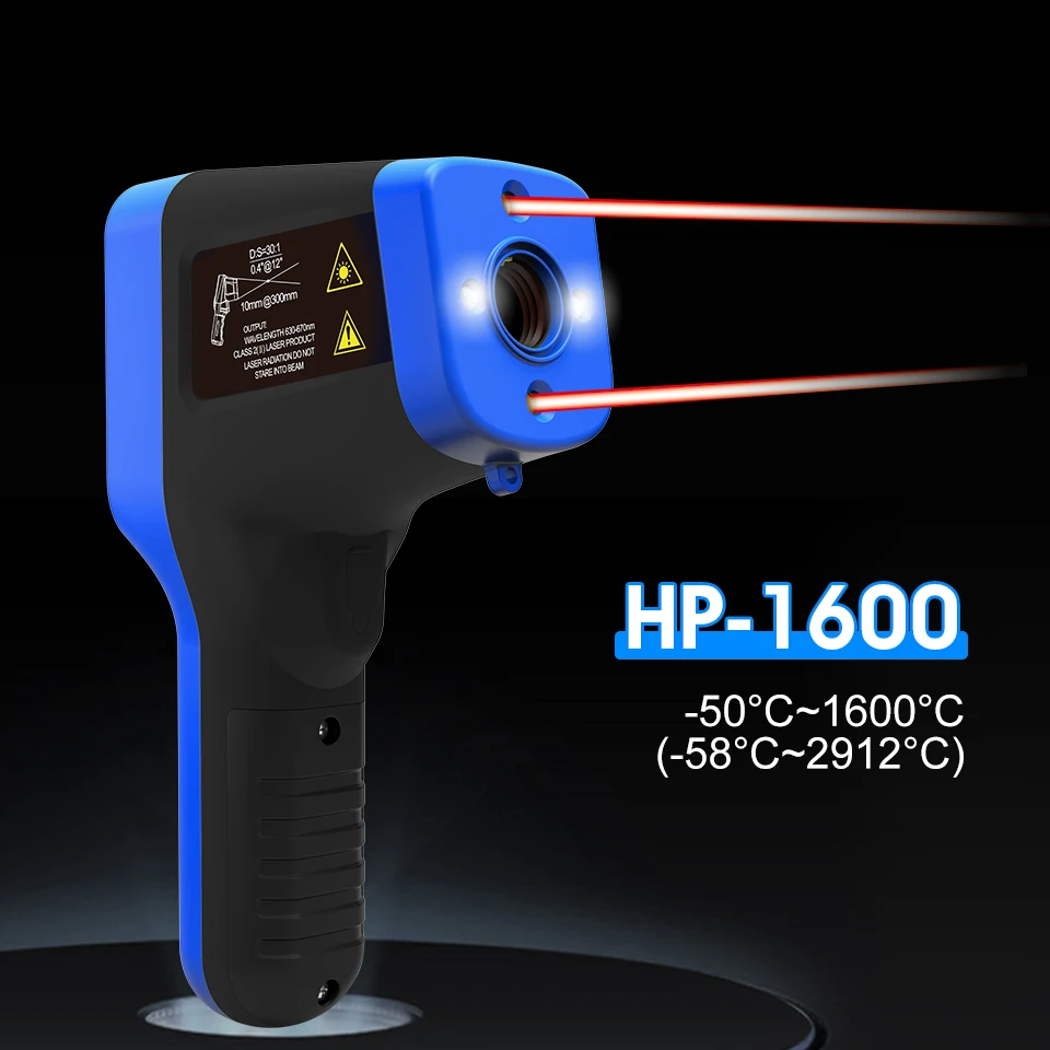 

Digital Infrared Thermometer Temperature HP-1600 Gun -58°F-2912°F(-50°C - 1600°C) Handheld Non Contact IR Laser Thermometer