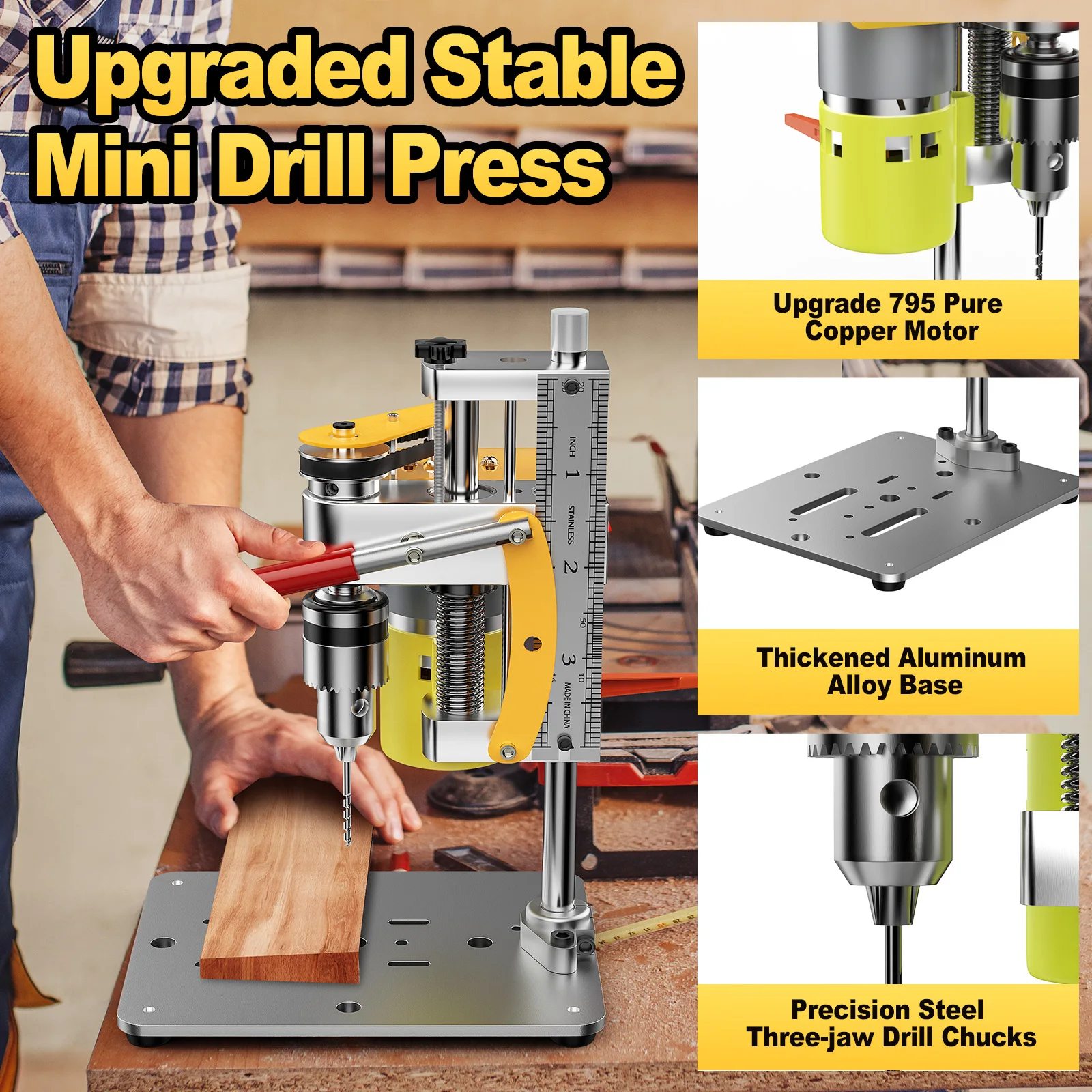 Mini Bohrmaschine Präzision Tisch Bohrmaschine Tisch Bohrmaschine B10 Spannfutter Metall Holz Jade DIY Handwerk Werkzeug