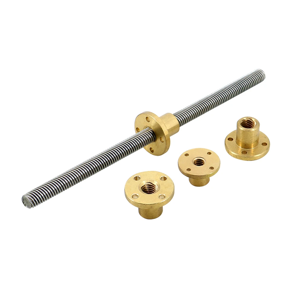 CNC 3D Printer Part Trapezoidal Rod T10 Lead Screw 10mm diameter Pitch 2mm Lead1mm-16mm with Brass Nut  Length100mm-1000mm