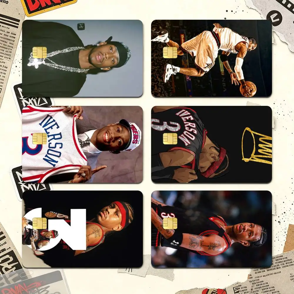 Allen Iverson Basketball star Credit Card HD Stickers Easy to replace, change card style anytime as you like