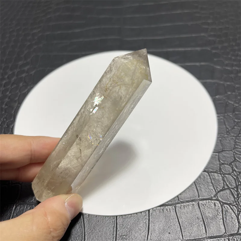 High Quality Natural Polished Clear Smoky Quartz Point with Rainbow Crystal Tower For Decoration view 2