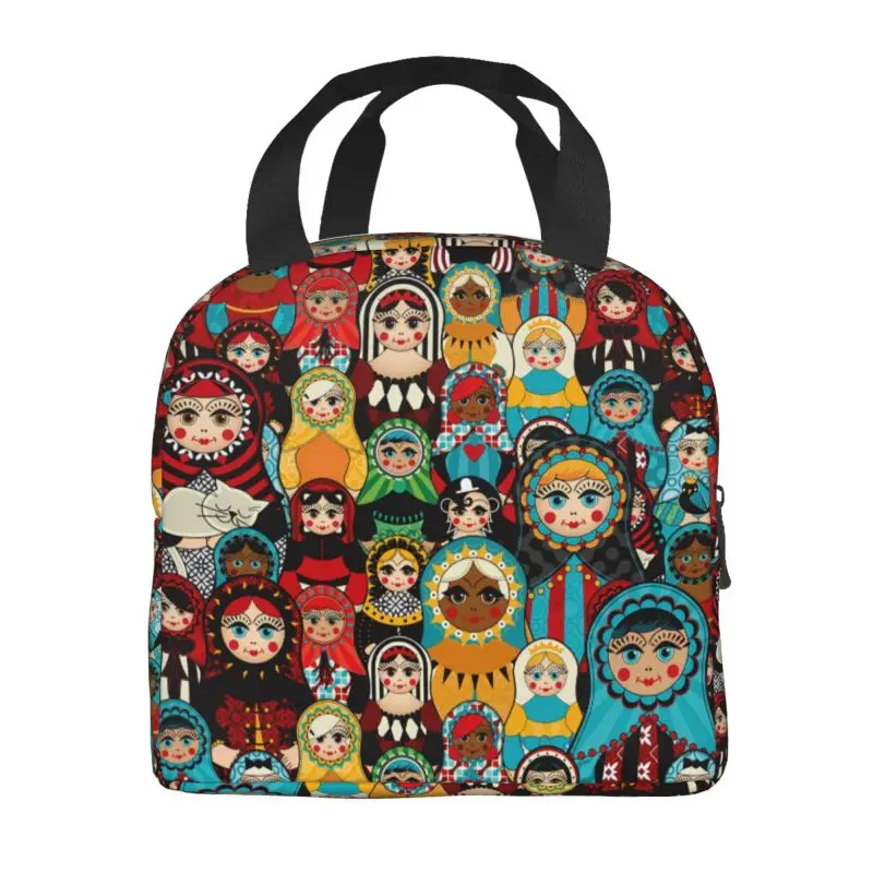 Russian Babushka Matryoshka Doll Insulated Lunch Bags for Outdoor Picnic Portable Cooler Thermal Bento Box Women Kids