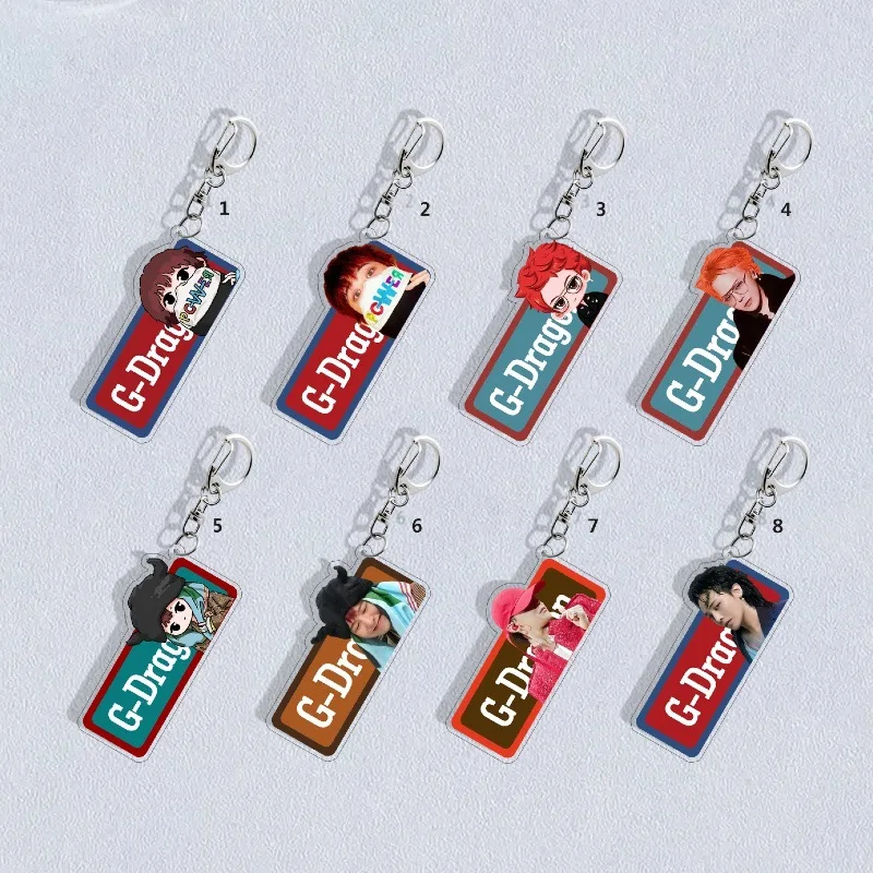 Kpop G-DRAGON New Acrylic Keychain Double-Sided POWER Album Cartoon Charms Bag Pendants Car Keyring GD Fans Collect Accessories