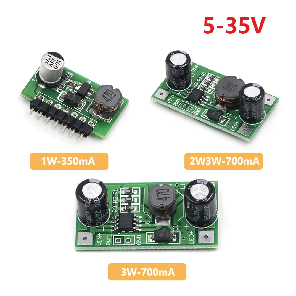 DC-DC 5-35V LED Driver 1W 2W 3W Step Down Buck Converter Module 350mA 700mA Support PMW Dimmer
