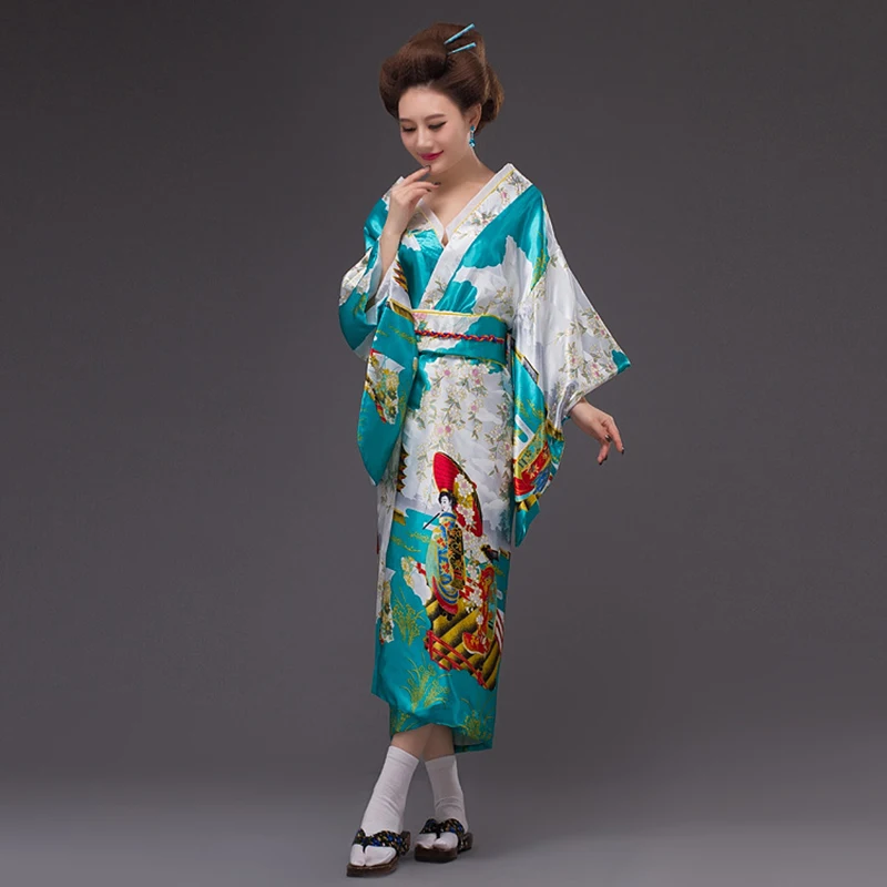 Lady Japanese Traditional Yukata Kimono With Obi Vintage Sakura Evening Dress Japanese style Geisha Kimono Cosplay Asian Costume