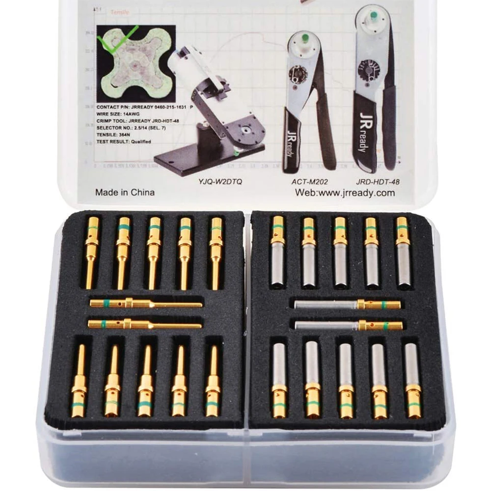 

JRready Contact Kit Gold-plated 16# Solid Contacts Male 0460-215-1631 Female 0462-209-1631 (12 Pair)