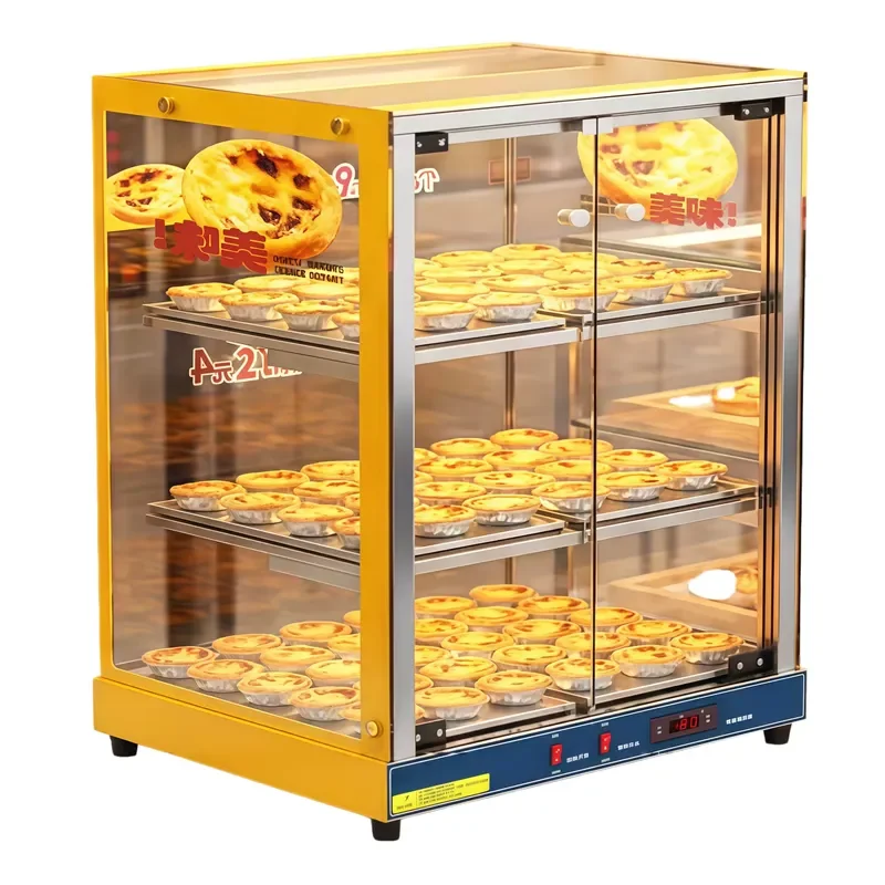 220V Multi Layer Heating Display Cabinet With Light For Bakery Egg Tart Warmer Insulation Equipment Food Keeping Showcase