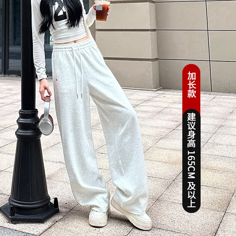 بنطال ذو قصة أرجل واسعة مرونة عالية الخصر للمرأة الربيع المضادة للتجاعيد صالح نمط Preppy الحديثة تخفيف الطيات قابل للتعديل الربط بسيط #1