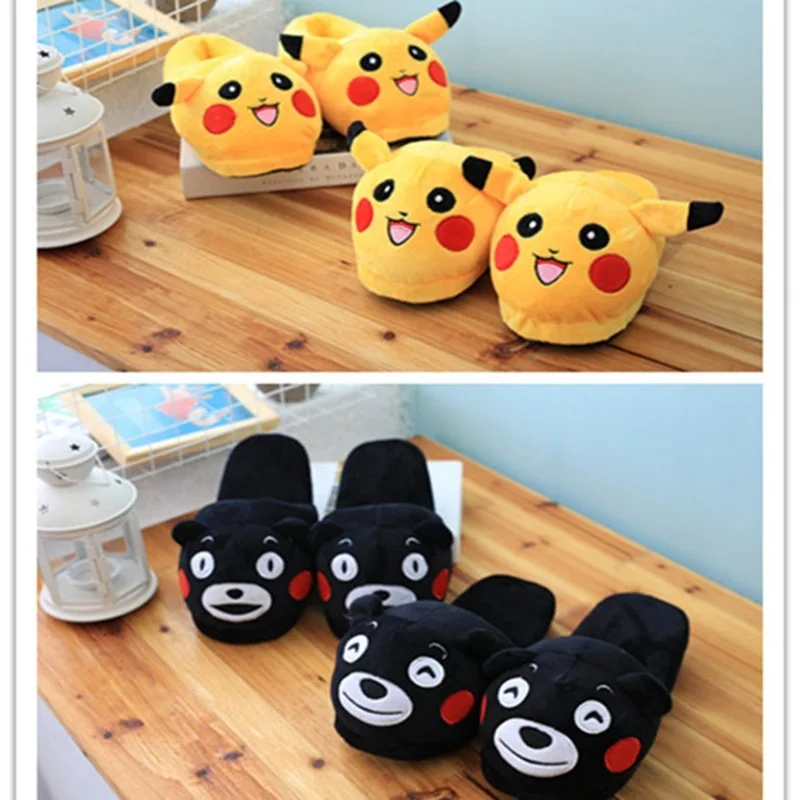 Kawaii Cartoon Anime Figure Slippers Snorlax Pikachu Charmander Eevee Squirtle Lovely Practical Warm Shoes Girls Boys Xmas Gift