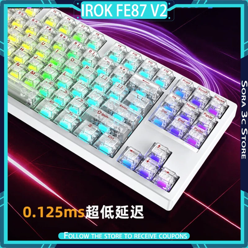IROK FE87 V2 Mechanical Keyboard Wireless Tri Mode Doul 8K Support SOCD 0.125ms Ultra-low Latency Esports Gaming Keyboard