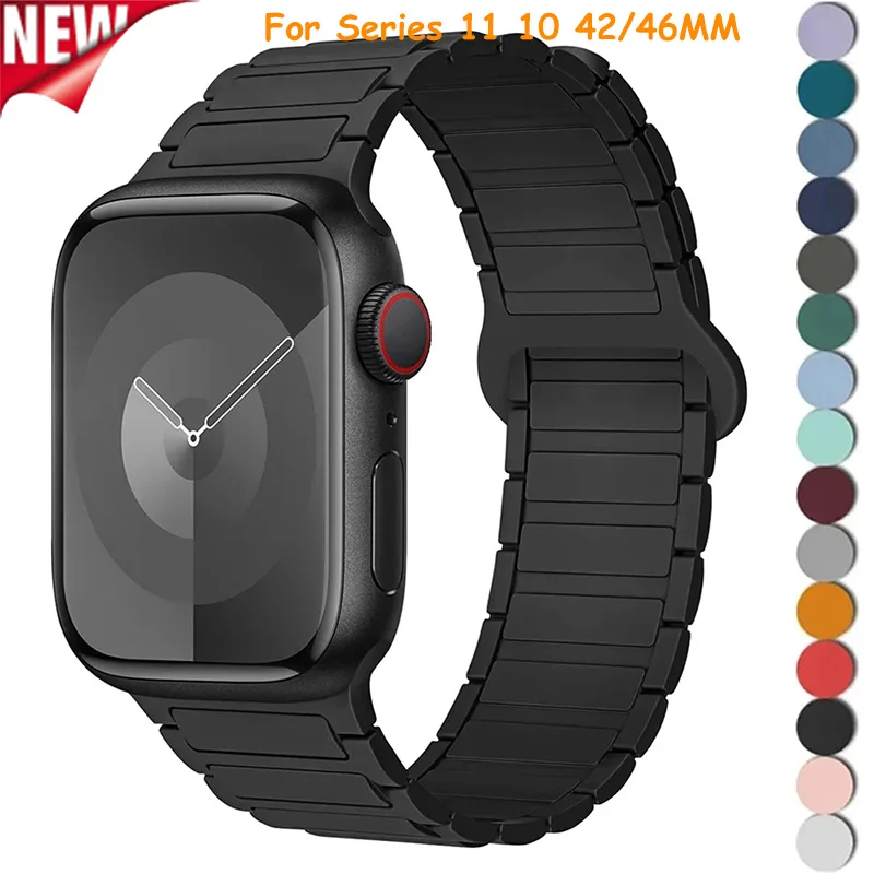 Magnetschlaufe für Apple Watch-Armbänder 44 40 49 45 42 41 46 38 mm Silikonarmband iWatch Serie 11 10 9 8 7 6 5 4 3 Se Ultra3 Armband