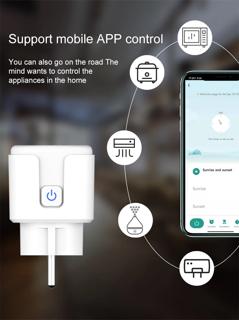 Tuya WiFi Smart-Stecker EU 20A Energiemonitoring Timer-Steckdose App- & Sprachsteuerung Smart Life Kompatibel mit Alexa Google Home – Detail 3