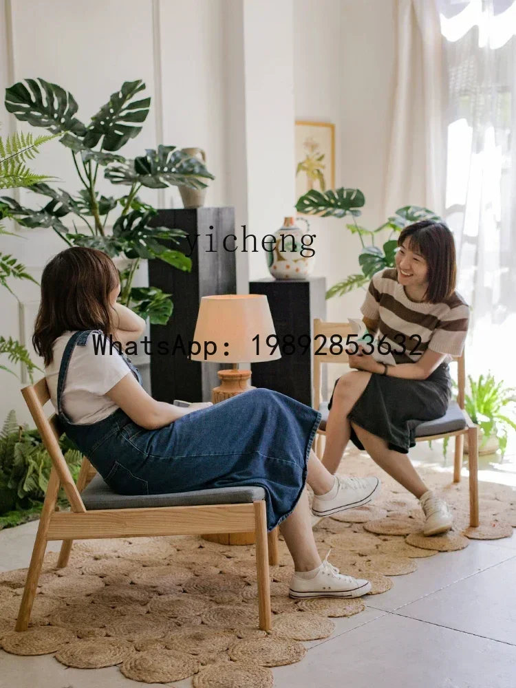 LYY Backrest Stool Desk Modern Minimalist Bedroom Recliner Light Luxury Solid Wood Chair