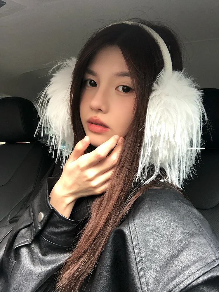 Winter Women's Furry Ear Muffs Warm Cold Proof Outdoor Cycling Ear Covers Foldable Soft Plush Ear Pads Stylish Accessory