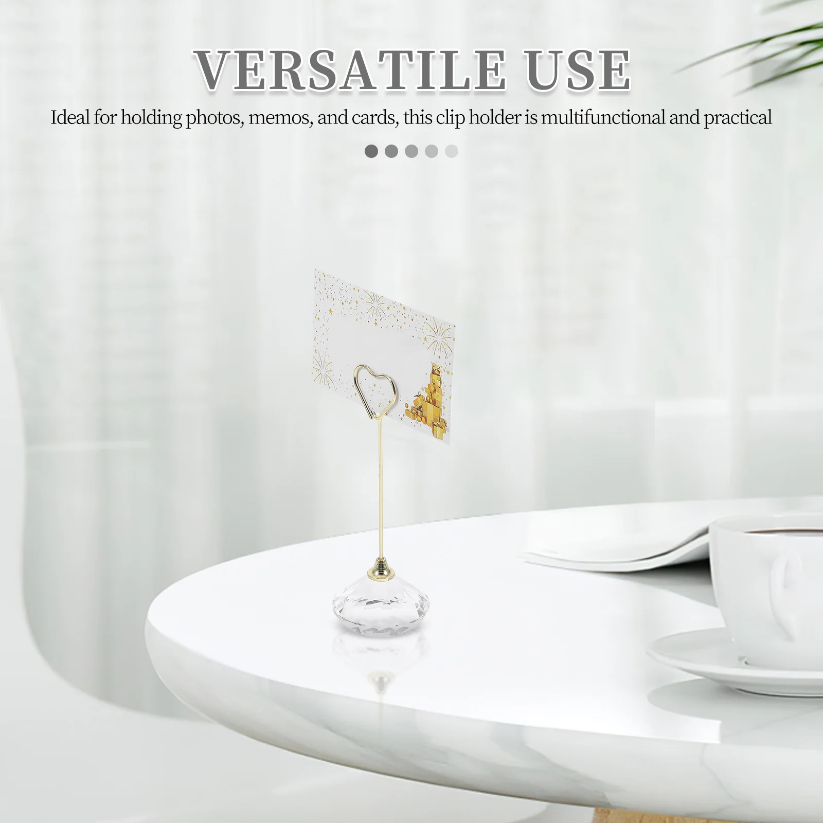 Crystal Photo Clip Decorative Table Number Stand Heart Note Holder Cute Memo Clamp for Wedding Office Desk Decor