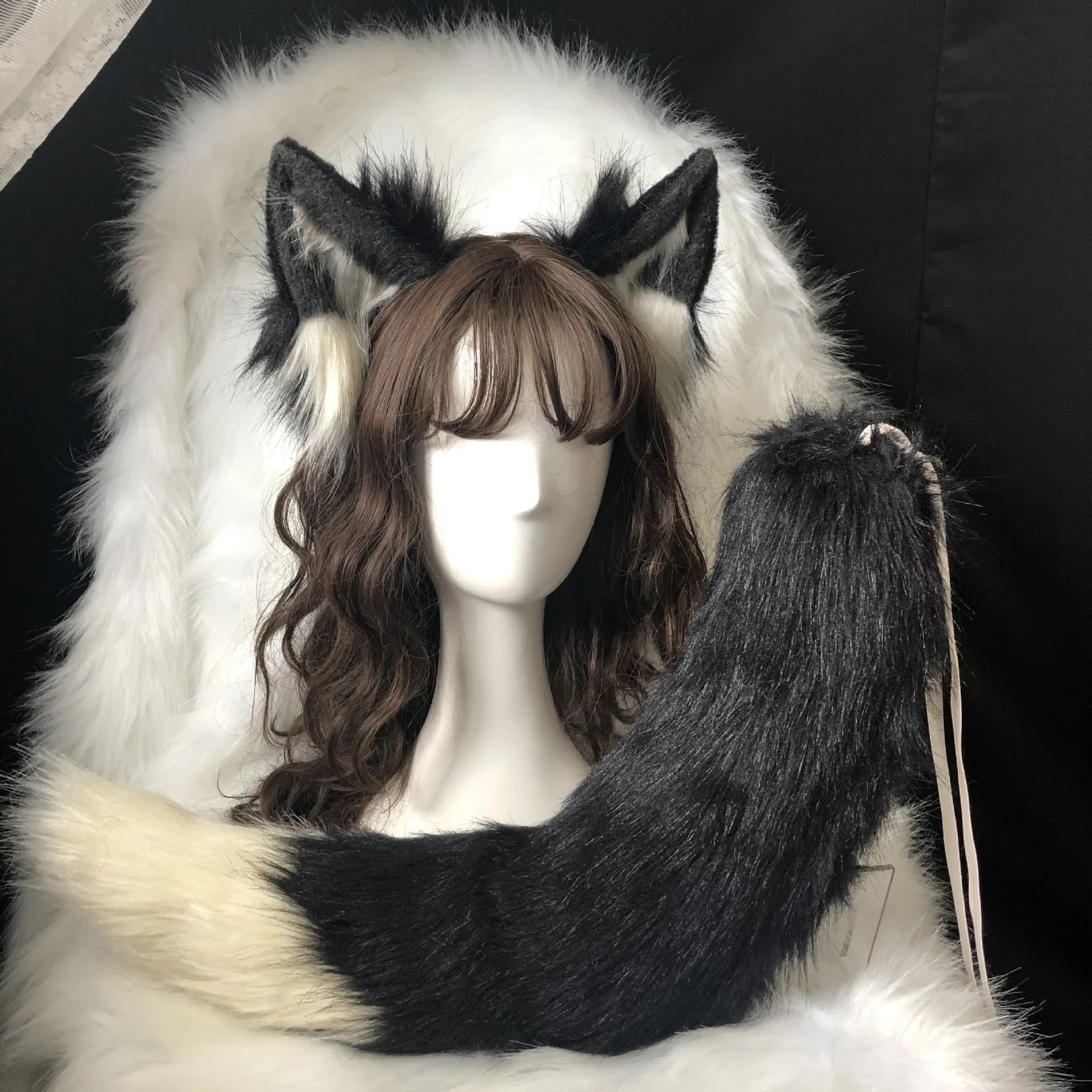 

Уши животных ручной работы, повязка на голову с волчьим хвостом, головной убор в стиле лолиты с животными, головной убор kc, головной убор на Хэллоуин