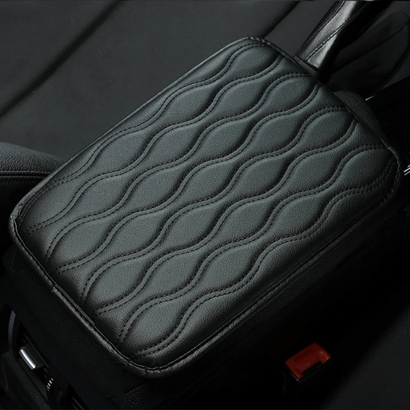 

094D Car Center Consoles Protectors Cover Thicken Armrest Box Cushions PU Leather Mat