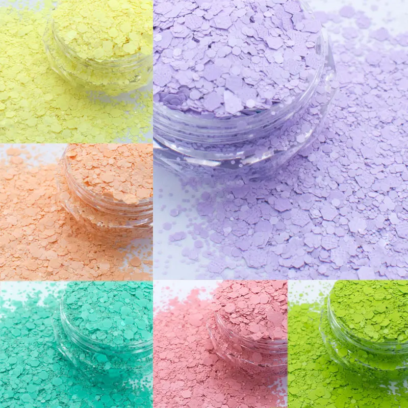 30Grams Macaron White/Pink/Green/Blue Nail Glitter Sequins Mixed Size Hexagon Flakes Solvent-resistant 3D Macaron Sequin