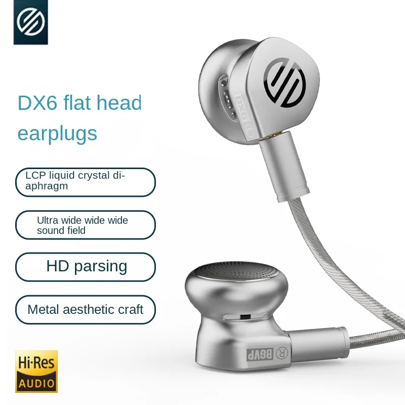 BGVP DX6 LCP Liquid Crystal Diaphragm Bass Metal Flat Head Hifi Music Monitor Audiophile MMCX In Ear Stereo Earphone Headphones