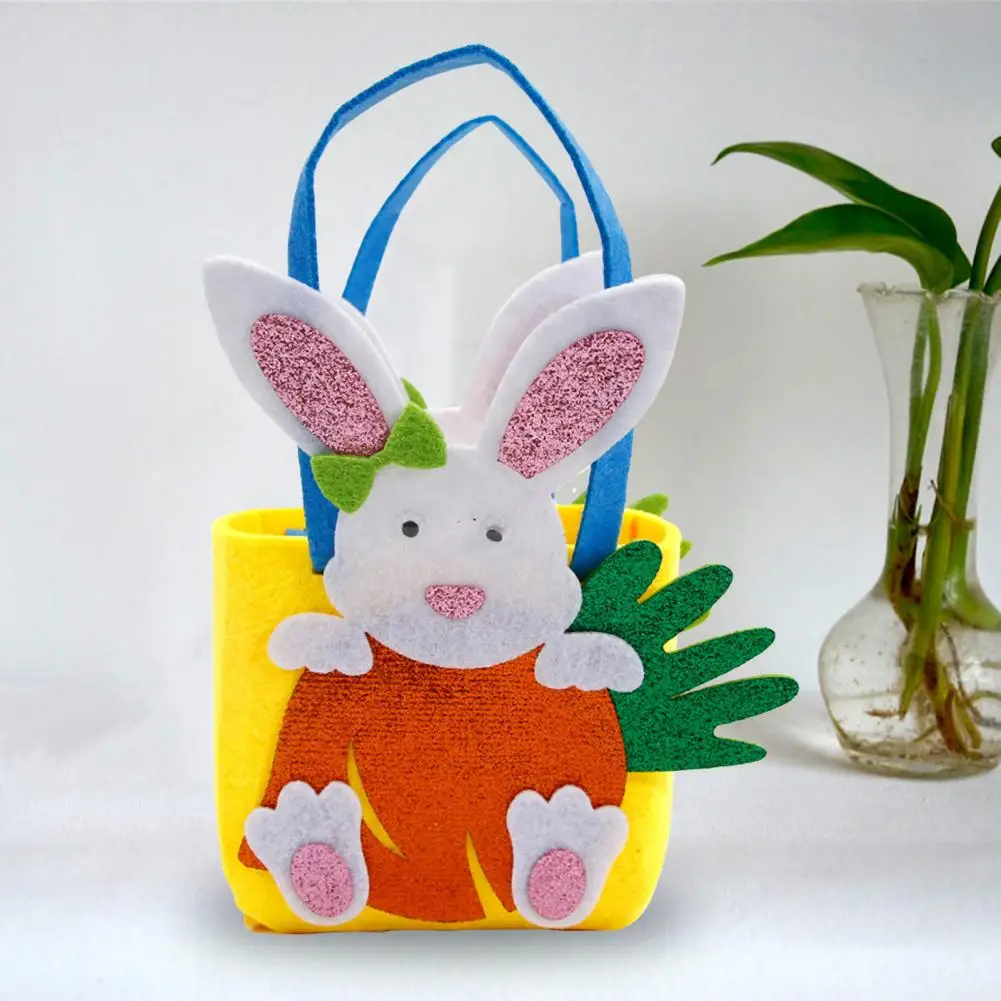 Easter Themed Purse Easter Handbag Material Kit Bunny Carrot Chick Colorful Egg Diy Non-woven Fabric Portable Basket Treat Tote