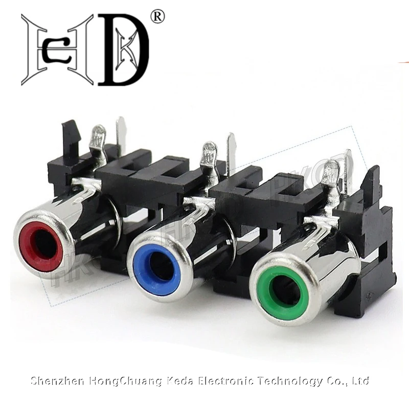5PCS AV3-8.4-5 AV Socket With 6 Pins RCA Seat Three Holes PCB Welding Type Audio Video Lotus Seat RCA-305