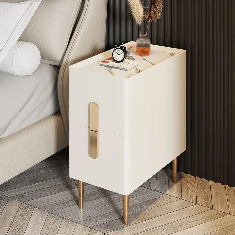 Small simple modern light luxury bedside cabinet bedroom ultra-narrow rock slab storage cabinet