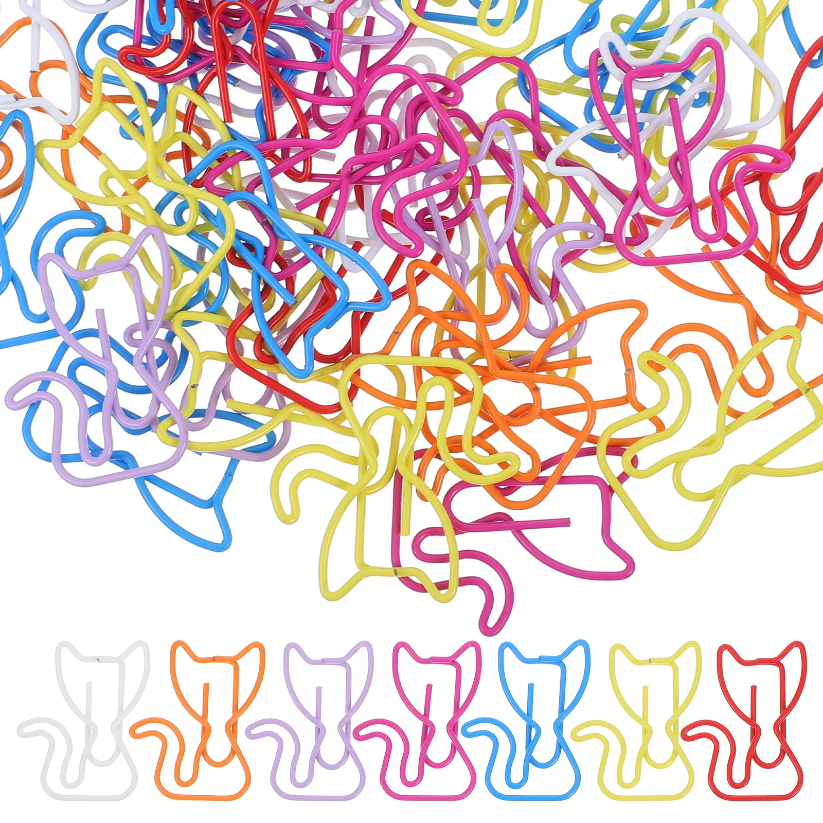 

50 pcs Cat Shaped Paper Clips Cute Bookmarks Metal Desk Accessories Fun Office Supplies Stationery Animal Theme Document Holders
