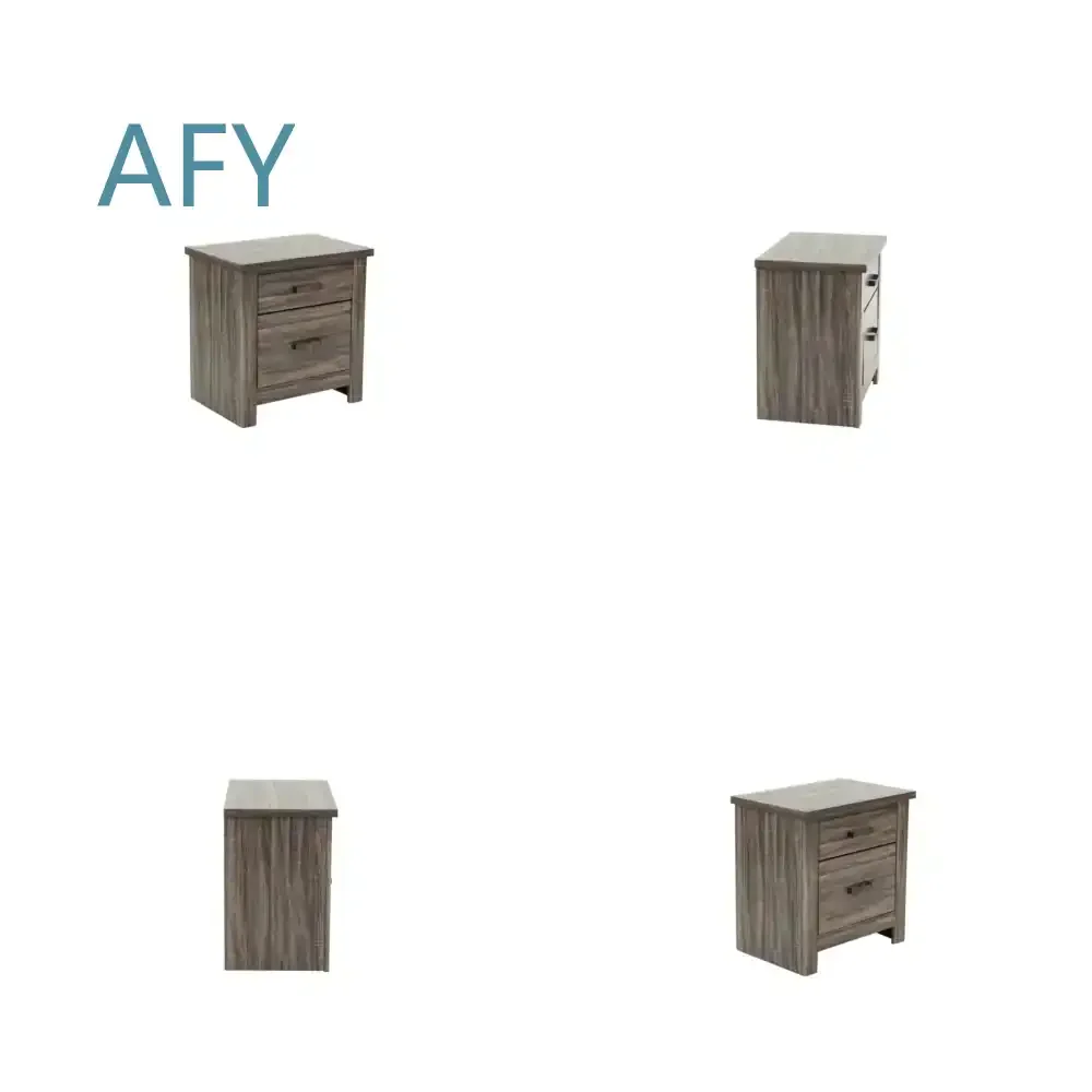 DB Modern Gray Oak Nightstand with Storage for Bedroom Furniture for Home or Hotel MDF Wood Traditional Design Night Stand