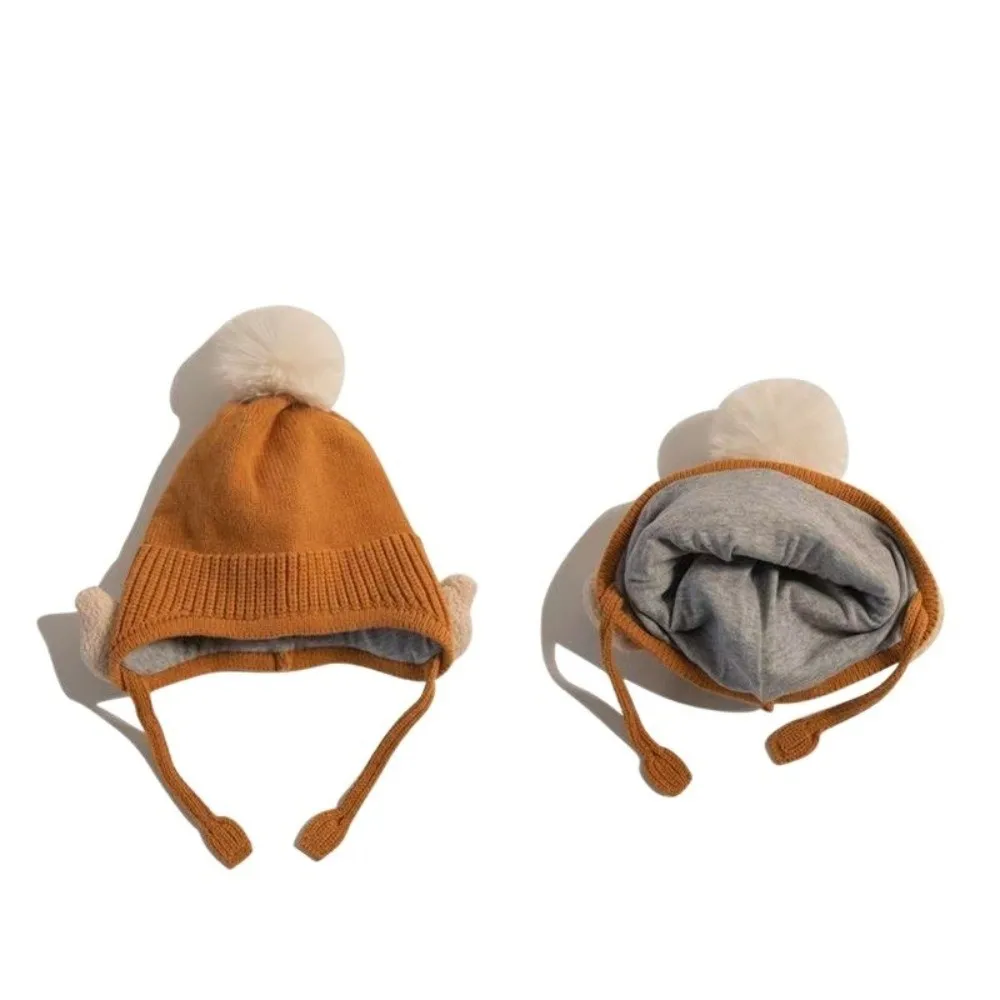 Zachte baby winter gebreide muts dikker warm schattige cartoon beer beer oorklep muts haak gebreide oorbescherming hoeden baby jongens