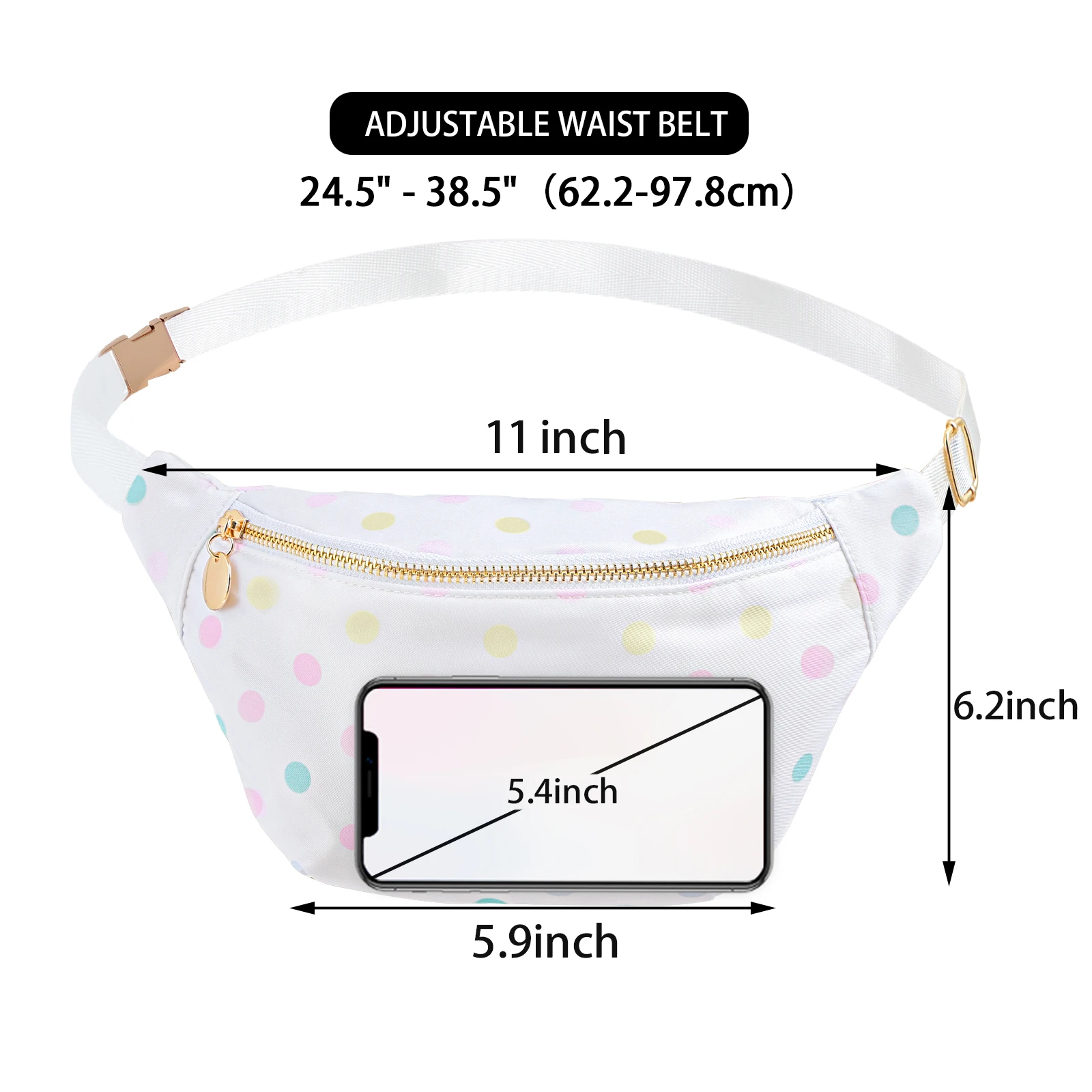 Women Fanny Pack Nylon Belt Bag Fashion Adult Waist Pack Zipper Bum Bag Adjustable Lightweight Multifunction Water-Resistant