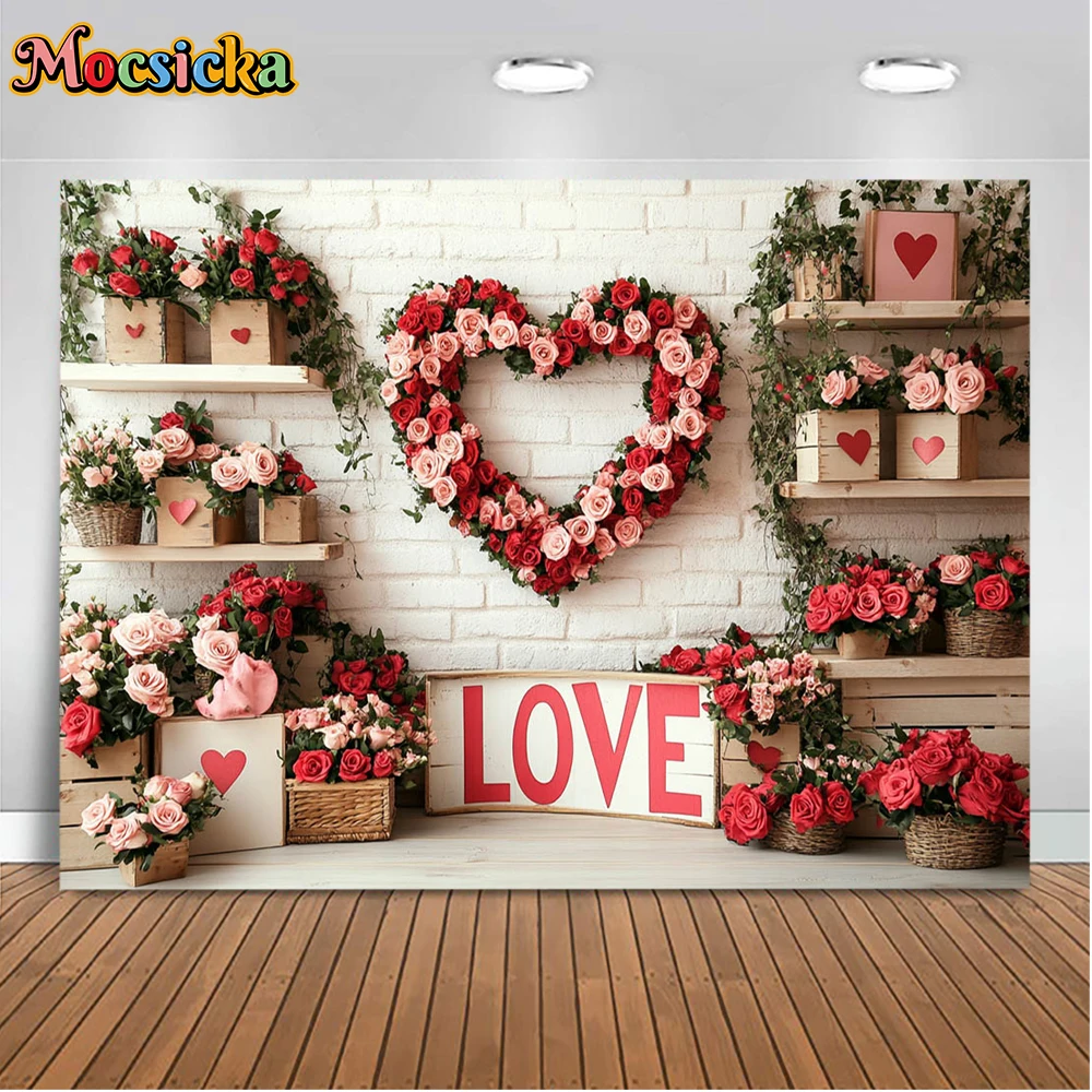 Mocsicka عيد الحب التصوير خلفية قلوب رومانسية الزهور الحب موضوع زوجين حفل زفاف خلفية استوديو الصور