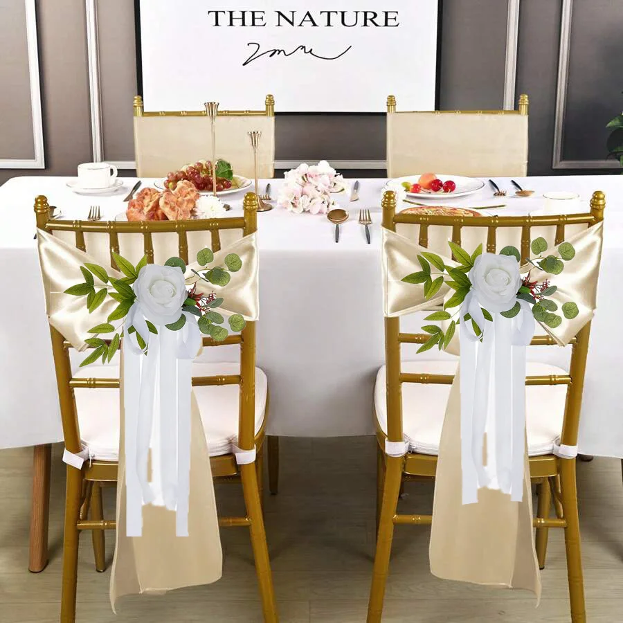 

Искусственный цветок, ретро свадебный стул, спинка, цветок, украшение стула, цветы, новый свадебный проход, цветок, свадебная вечеринка, праздник, сделай сам