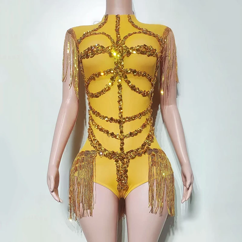 섹시한 프린지 바디 슈트 블랙 민소매 나이트 클럽 바 Dj 의류 가수 Showgirl 무대 복장 축제 파티 쇼 레이브 착용 4239